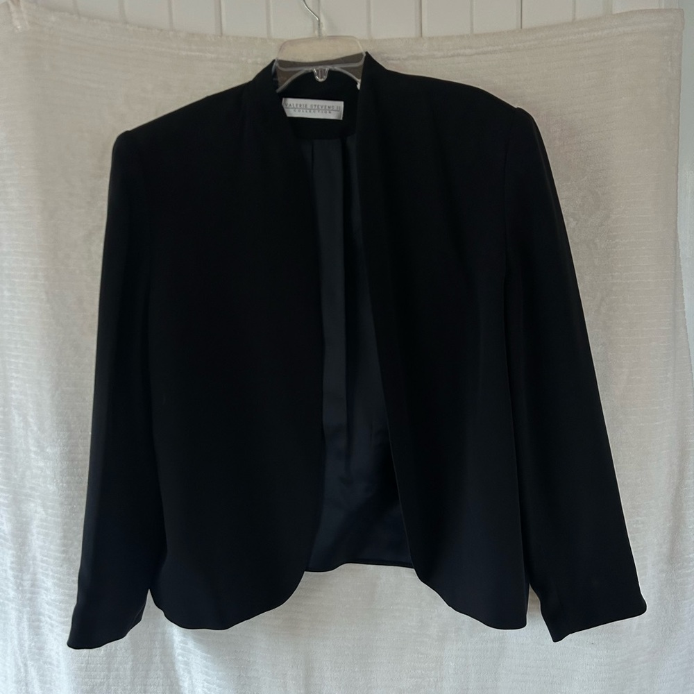 Valerie Stevens Black Women's Blazer with Red Rose Detail on Back